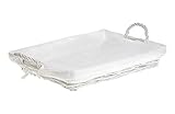 HERSIG - Bandeja Mimbre Natural | Cesta Mimbre Rectangular con Forro y Asas - 45...