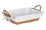 HERSIG - Bandeja Mimbre Natural | Cesta Rectangular con Forro y Asas - 35 x 25 x...