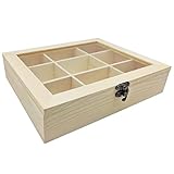 Acan Tradineur - Caja de Madera con 9 Compartimentos y Tapa con Cristal,...