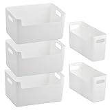 YOPEUC 5PCS Cajas de Plástico Blanco, Cestas de Plástico Para Almacenaje con...