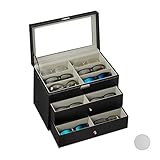 Relaxdays Caja Gafas con 18 Compartimentos, Organizador, 1 Ud., Cuero...