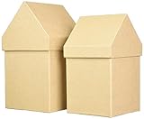 Rayher Cajas casitas papel maché, 2 ud, 13,3x13,3x23, 11,5x11,5x20 cm,...