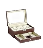 LINGFANSTORE Caja para de Relojes con Dos Capas,Estuche Relojero Organizador de...