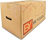 Be Yours Pack 10 Cajas de Cartón para Mudanza Grandes con Asas 50x30x30 cm -...