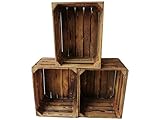 Cajas de madera flameadas en práctico juego de 3 unidades, 50 x 40 x 30 cm:...