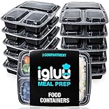 Igluu Meal Prep - Recipientes de 3 Compartimentos para comida de Plástico Sin...